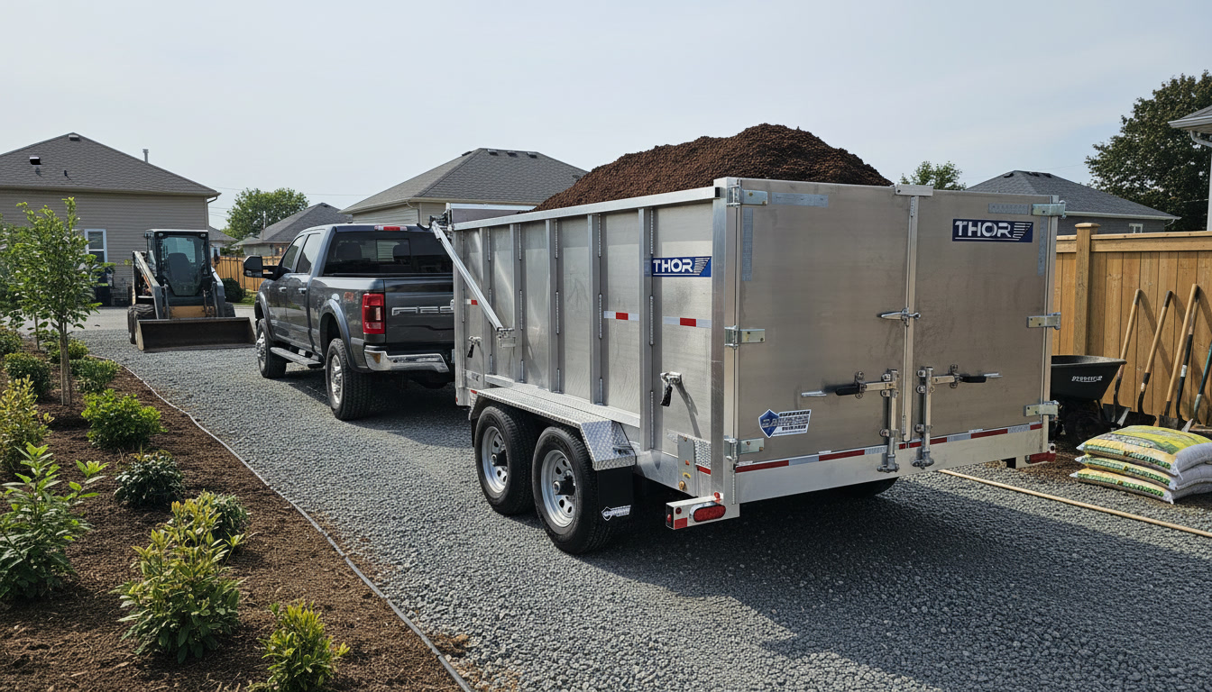 THOR charg&eacute;e de mat&eacute;riaux de paysagement