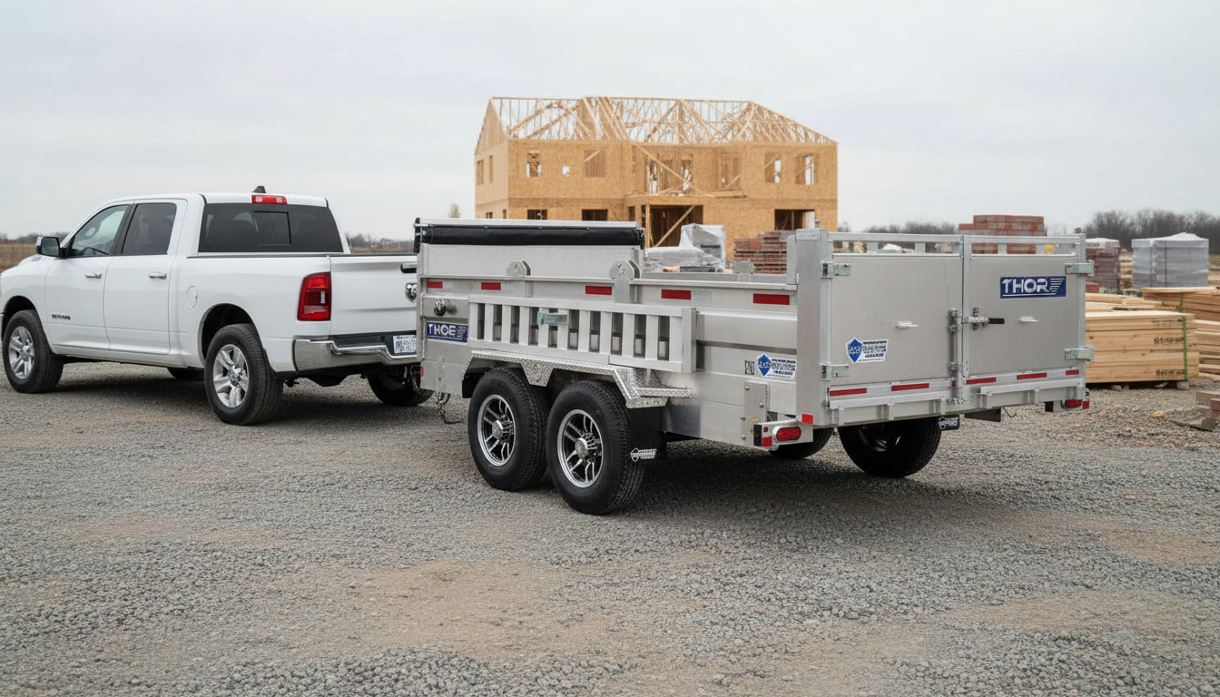 THOR attel&eacute;e &agrave; un pickup sur chantier